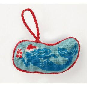 4 x 2.25 in. Xmas Mermaid Needlepoint Blown-in Filled Ornament - 1 Design Set of 6