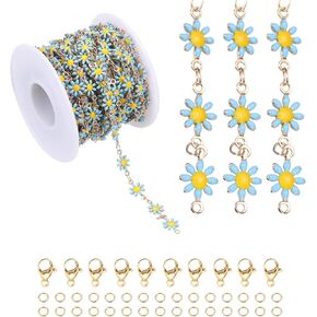 PATIKIL 16.4Ft Colorful Flowers Chain Roll, Jewelry Making Chain Links Bulk with Lobster Claps Jump Rings for Jewelry Making Findings DIY Craft Necklace Bracelets, White