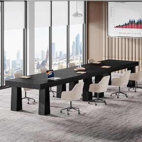 Tribesigns 5 FT Conference Table ، طاولة اجتماعات صناعية حديثة مستطيلة للخدمة الشاقة مع 4 أرجل مدببة للمكتب ، محطة عمل سوداء للمنزل أو الأعمال (1 ، أسود) in Kuwait