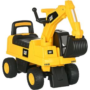 Aosom Excavator Ride on Toy, CAT Licensed Kids Manual Pedal Ride on Excavator with Manual Shovel, Horn, Hidden Storage for 18-36 Months Boys and Girls, Yellow
