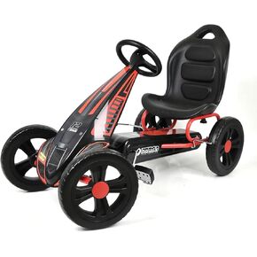 Hauck Cyclone Pedal Go Kart مع مقعد دلو قابل للتعديل ، وعجلات بلاستيكية من إيفا 12 بوصة ، وفرامل اليد للعجلات الخلفية - لعبة على الأطفال من 4 إلى 10 سنوات