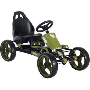 Aosom Go Kart for Kids, Pedal, Go Kart with Adjustable Seat, EVA Wheels, Forward, Backward, Ride on Car for Boys and Girls 3-6 Years Old, Green