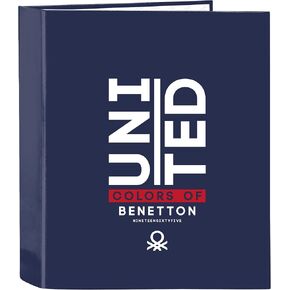BENETTON VARSITY - Folio Folder 4 Rings, Ideal for Children of Different Ages, Comfortable and Versatile, Quality and Resistance, 27 x 6 x 33 cm, Navy Blue/Grey, Navy Blue/Grey, Estándar,
