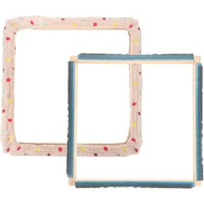 PATIKIL 15.7" x 15.7" Punch Needle Frame, Beech Wood Square Rug Hooking Embroidery Frame with Frame Flannel Cover for Cross Stitch DIY Art Crafts, Khaki