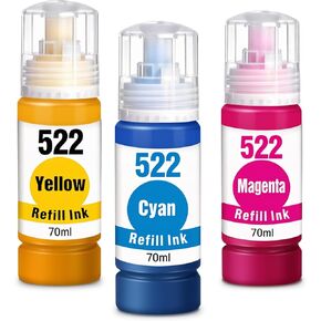 Compatible T522 522 Black Ink Refill Bottles Replacement for 522 Black Ink for Ecotank ET-2800 ET-2803 ET-2720 ET-4800 ET-2400 ET-4700 ET-4810 ET-2840 Printer(3-Pack)