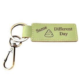 Custom Text Leather Keychain, Bronze Key Ring and Clip, Brown Leather Option, Green Leather Option, Personalized Leather Key Chain