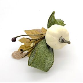 Rustic Beige Taupe Pumpkin Napkin Ring with Burlap Ribbon bow and Fall Leaves, Set of 4 Handmade table setting decorations