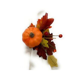 Modern Farmhouse Thanksgiving Decor Rustic Thanksgiving Table Decor Handmade Pumpkin Decorated Napkin Rings Set of 6