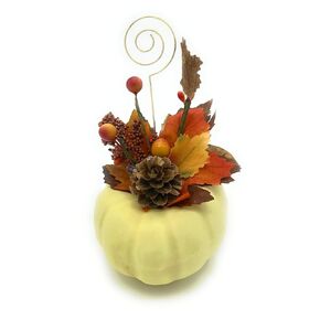 White Pumpkin Place Card Holders, Fall Wedding Decoration, Thanksgiving Table Setting, Harvest, Party Favor, Halloween - Set of 4
