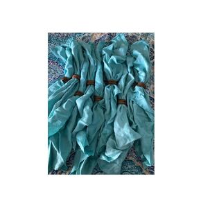 Set Of 8 Aqua 20" Napkins Initial “B" & 8 Wood Napkin Holders