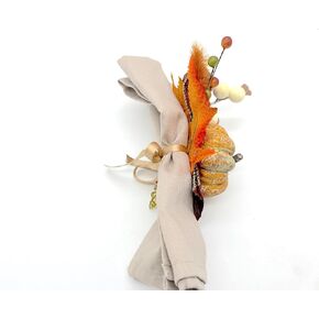 Modern Farmhouse Thanksgiving Decor Rustic Thanksgiving Table Decor Handmade Pumpkin Decorated Napkin Rings Set of 6