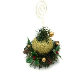Gold Christmas Ornament Placesetting with Pine Needles, Mistletoe & Gold Berry Branches - Set of 4 TheGiftBasketry
