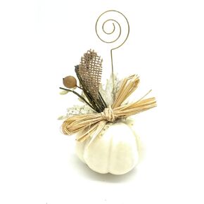 White Pumpkin Place Card Holders, Fall Wedding Decoration, Thanksgiving Table Setting, Harvest, Party Favor, Halloween - Set of 4