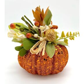 Glitter Orange Pumpkin Place Card Holders, Fall Wedding Decoration, Thanksgiving Table Setting, Harvest, Party Favor, Halloween - Set of 2