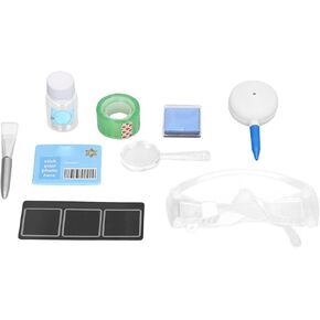Kids Fingerprint Recognition Playset Exercise Logic Reasoning, Cultivate Problem Solving and Observation with Goggles, Brush, Magnifying Glass for Sleuths and Detectives