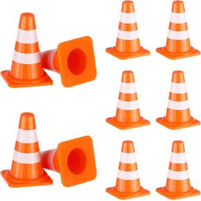 Hemoton 50Pcs Mini Traffic Cones and Road Signs Set, Educational Cognitive Toys for Kids, Plastic Construction Traffic Barricades, 0.98 * 0.62 * 0.62inch, Multi-Color