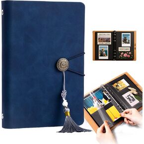 Scrapbook Album for 4x6 Pictures – Blue Small Photo Book with 30 Black Self-Stick Pages – DIY Memory Book for Wedding, Travel, Concert, Currency, Souvenirs, Crafts