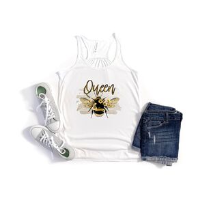 Queen Bee White Racerback Tank - Women's Shirt Tank Summer Tank Cute Graphic Shirt (XL)