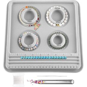 hobbyworker The Bead Boards Bracelet Sizer Measurement Tool 4 Round Grooves for Jewerly Bracelets Necklaces Making Supplies