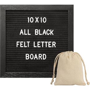 Black Felt Letter Board with 294 Changeable Letters&Numbers, 10"x10" Message Board Letter Sign Board in Black Frame with Stand and Canvas bag for Announcement&Notification(Black)