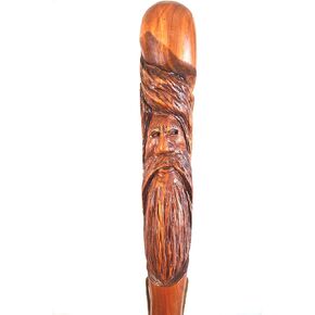 Wood Spirit Walking Stick, 60" Handcarved Cedar Staff made in the Ozarks by Creation Carvings