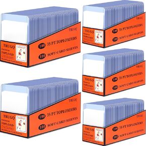 400 Card Sleeves Top Loads for Cards,3"X4"Baseball Card Protectors,Toploaders Hard Plastic for Trading Game Sports Football Cards(200 Hard Protectors + 200 Soft Sleeves