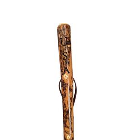 Walking Stick with "USA" Carved in Hiking Staff up to 60" tall (48")