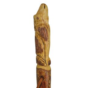 Wolf Walking Stick, Hand Carved Hiking Staff, Strong 60" Tall