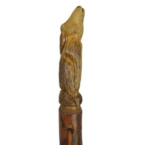 Wolf Carving Walking Stick, 60" Handcarved Hiking Staff, Persimmon Wood by Creation Carvings