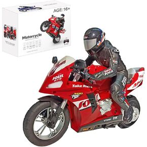 RC Dual-Motor Electric Two-Wheel Self-Balancing Motorcycle Model, 1/6 Scale 2.4GHz Motorcycle Model with Six-Axis Gyroscope and Wireless RC, Perfect for Kids Adults (RTR Version/Blue)