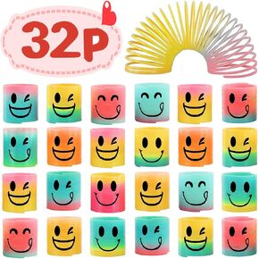 AZEN 24 Pcs Mini Spring Party Favors for Kids 3-5 4-8, Goodie Bags Stuffers for Birthday Party, Classroom Prizes Kids Prizes, Small Bulk Toys Gifts (4 Smile)