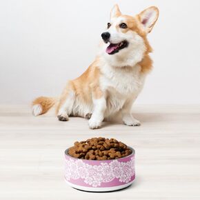 Pink with White lace Pet Bowl