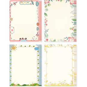 BAYTORY 40Pcs Stationery Letter Writing Paper, A4 Floral Lined Writing Paper Sheets 8.27 x 11.69 In, Decorative Stationery Paper for Letters, Invitations (Floral Lined)