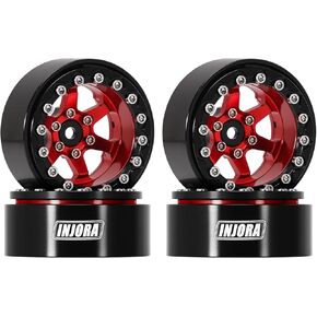 INJORA 1.3" Aluminium Beadlock Wheels -5.25mm Offset for SCX24 TRX4M 1/24 1/18 RC Crawler(Grey)
