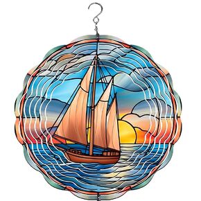 Sailboat Wind Spinner | 10" Windspinner | Wind Spinner | Sailing Lovers | Sunset Ocean Gifts | Stained Glass decor