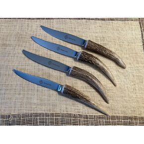 Elk antler tine handled steak knives