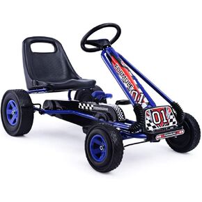 HONEY JOY Kids Go Kart Quad with Adjustable Seat, Safety Brakes, EVA Tires - Green Outdoor Pedal Racer Ride On Car