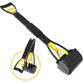 28" Heavy Duty Dog Pooper Scooper for Large Dogs, Extra Long Handle Foldable Poop Pick Up Tool with Durable Spring, Great for Yard, Lawns, Grass, Dirt, Gravel