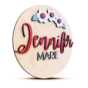 Custom Wood Name Sign For Nursery, 1/3 INCH THICKNESS, Boho Nursery Sign, Family Name Signs, 3D Wall Art for Children & Kids Rooms, Baby Shower, First birthday gift(First Name)