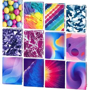 Feela 7 Pack Neon Pattern Jumbo Fabric Book Covers, Washable Durable Reusable Nylon, Stretchable for Hardcover Textbooks & Notebooks up to 9'x11'