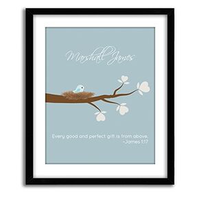 Personalized Baby Boy Nursery wall art print, Bible verse James 1:17 "Every good and perfect gift is from above" - FRAME NOT INCLUDED**