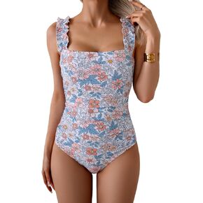 Eomenie Women's One Piece Swimsuit 2025 بطن مربع مربع بدلة السباحة بدلة الكشكشة in Saudi Arabia