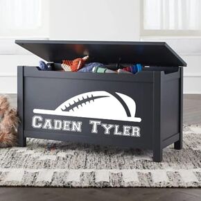 Toy Box Name Decal | Nursery Decor | Kids Room Decor | Toy Box Name Sticker | Personalized Name Decal | Vinyl Decal for Toy Box | Name Decal | Football decal(TOY BOX NOT INCLUDED)