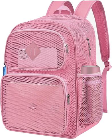 DST Gainbow Mesh School Backpack for School,Large Heavy Duty Mesh Bookbag for Adults Teens Boys and Girls with 17“ Laptop Compartment for Outdoor Hiking Beach Fitness(Black) in Saudi Arabia