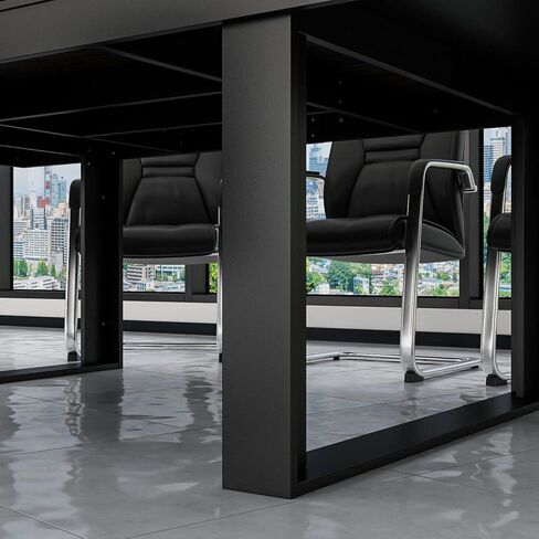 طاولة مؤتمرات مستطيلة Famapy ، إطار معدني أسود ، جوز عميق (86.8'W x 47.2'd x 29.4'h) in Kuwait