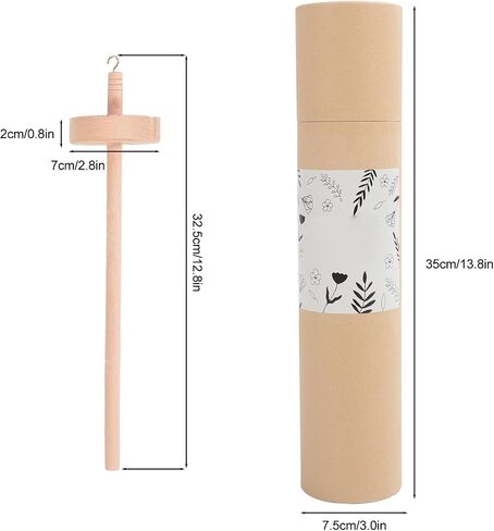 Fosa Wooden Drop Spindle Professional Yarn Kit ، Drop Spindle Yarn Spinner with Wool Top للمبتدئين لإكسسوارات الخياطة in Kuwait
