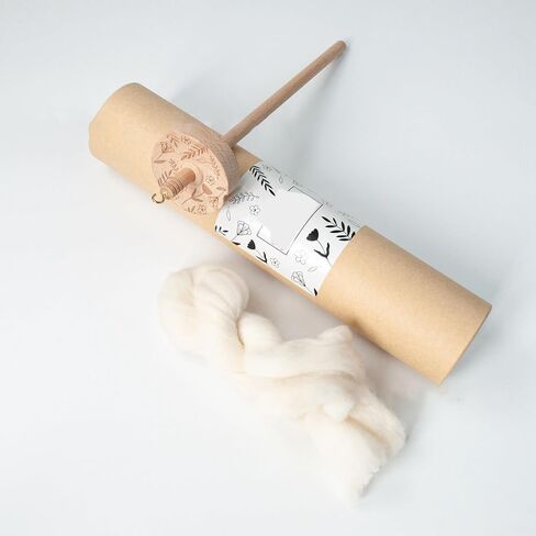 Fosa Wooden Drop Spindle Professional Yarn Kit ، Drop Spindle Yarn Spinner with Wool Top للمبتدئين لإكسسوارات الخياطة in Kuwait