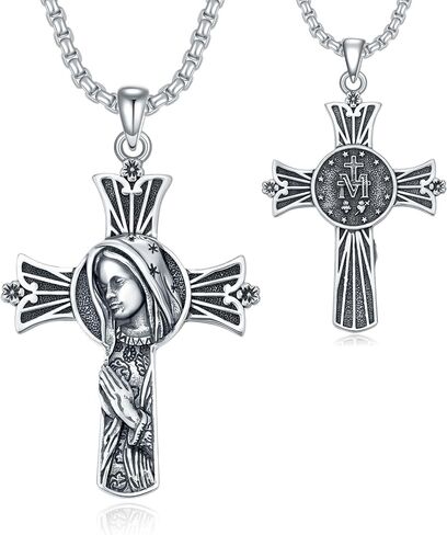 Virgin Mary Necklace 925 Sterling Silver Our Lady of Guadalupe Virgen de Guadalupe Religious Gift in Saudi Arabia