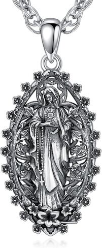 Virgin Mary Necklace 925 Sterling Silver Our Lady of Guadalupe Virgen de Guadalupe Religious Gift in Saudi Arabia