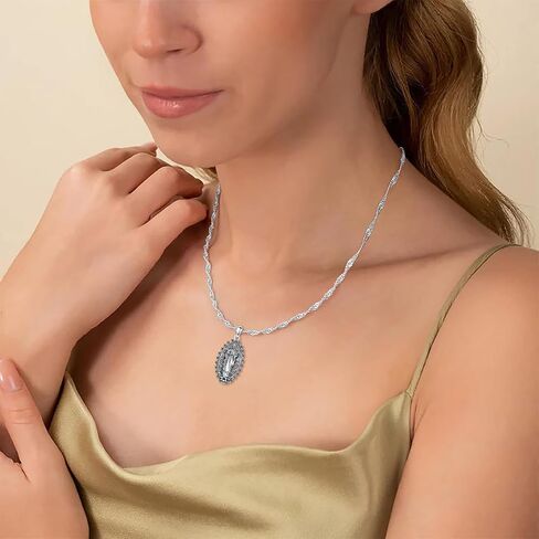 Virgin Mary Necklace 925 Sterling Silver Our Lady of Guadalupe Virgen de Guadalupe Religious Gift in Saudi Arabia